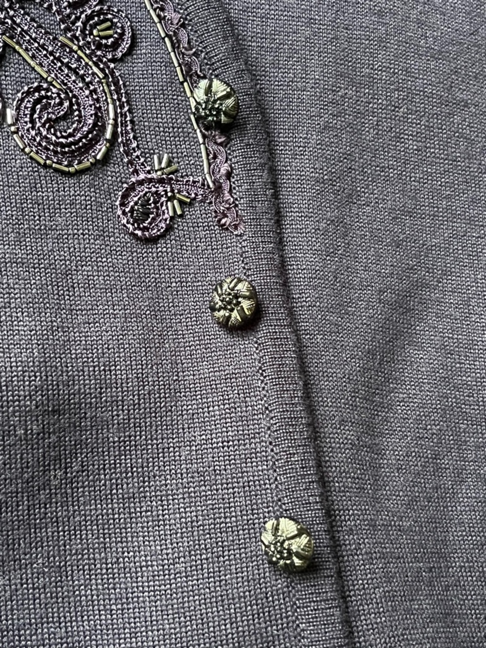 Vintage Carole Little Navy Embroidered Beaded Dress - Picture 10 of 10